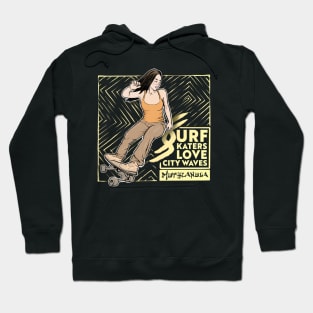 Surf skaters love city waves Hoodie